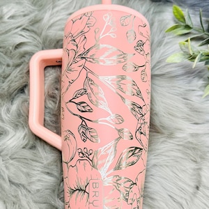 Engraved 40oz Brumate Era Tumbler, Peony Engraved Era, 40oz Tumbler with Handle, Engraved Brumate Era Tumbler, Engraved Tumbler, Custom Era