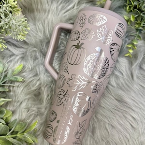 Gobelet gravé en gourde de l'époque des brumate, époque automne gravé, gobelet 40 oz avec anse, gobelet gravé époque brumate, gobelet gravé
