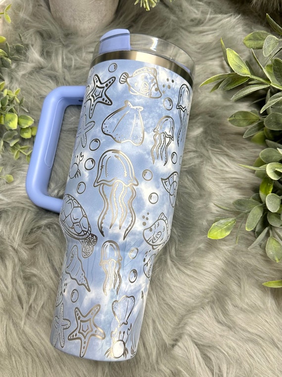 Stanley 40 oz Stainless Steel H2.0 Flowstate Quencher Tumbler Watercolor  Blue