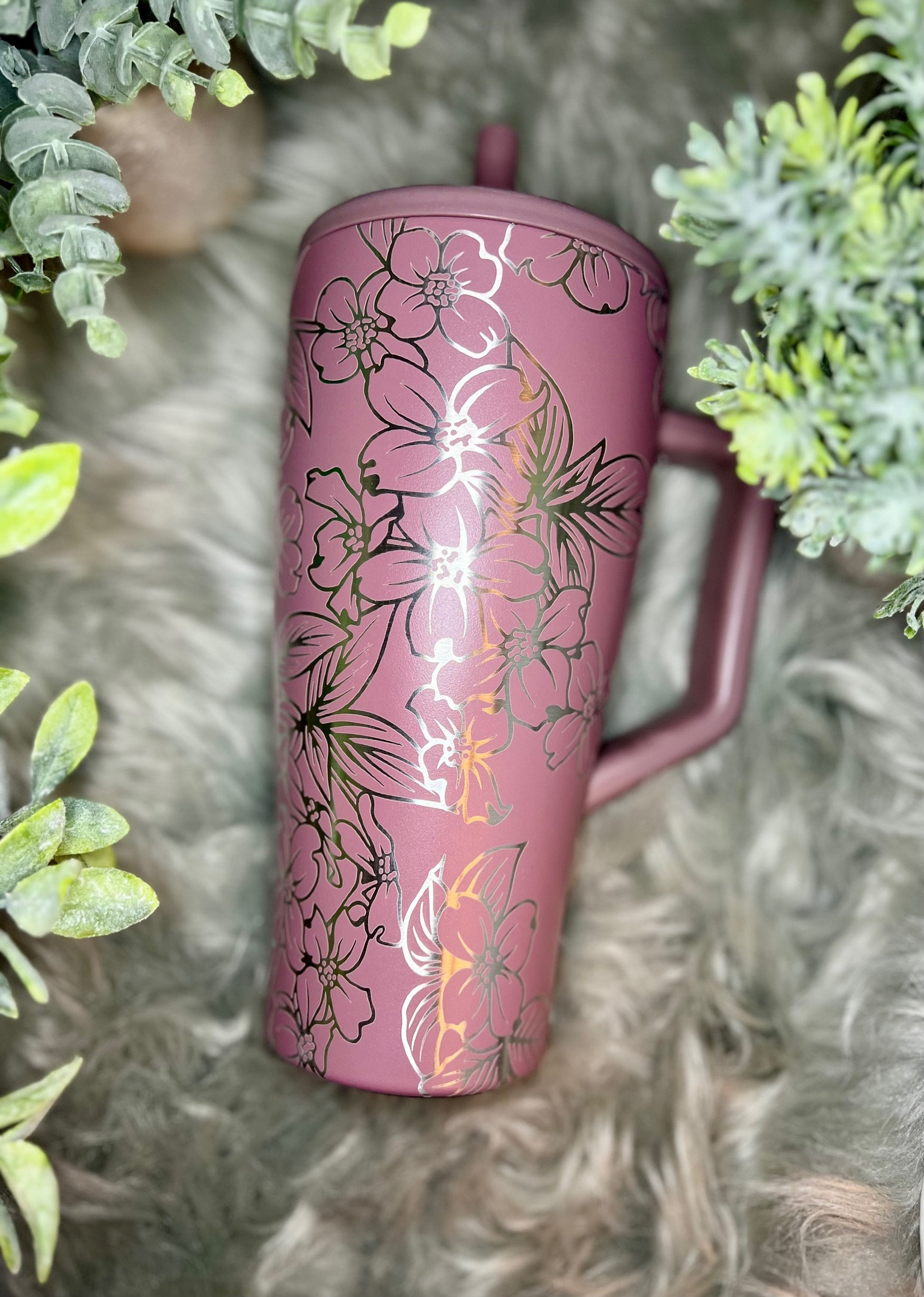 Floral Engraved 40oz Brumate Era Tumbler, Floral Engraved Era, 40oz Tumbler  With Handle, Engraved Tumbler, Custom Brumate Era 