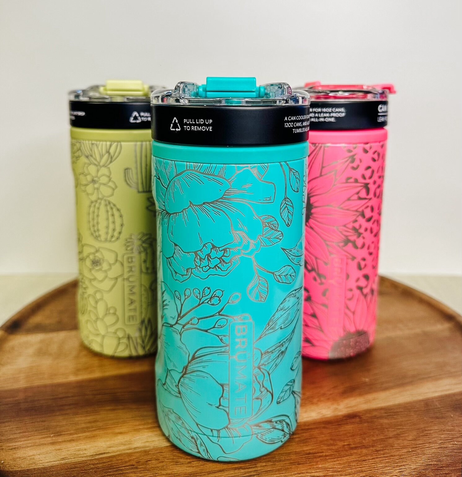 Engraved Brumate Hopsulator Trio  Cozie, Peony Engraved Slim Cozie, Engraved Brumate Hopsulator Trio, Engraved Hopsulator Trio, Custom Trio