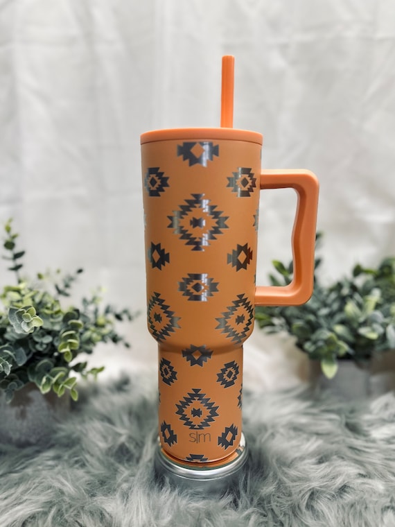 Aztec Engraved 40oz Simple Modern Trek Tumbler, Aztec Diamonds