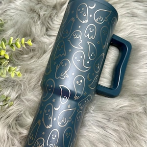 Ghost Trek, Halloween Simple Modern Trek Tumbler, Ghost Engraved , 40oz Tumbler with Handle, Engraved Simple Modern Tumbler, 40oz Tumbler