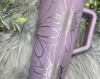Floral Engraved 40oz Brumate Era Tumbler with Handle