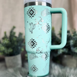 Western Engraved Tumbler 30oz, Cowboy Full Wrap, Unbranded Tumbler, 40oz Tumbler with Handle, 30oz Tumbler, Gift for Her