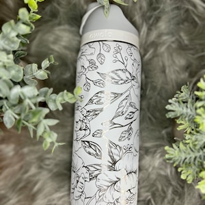 Peony Engraved Owala FreeSip Bottle, 32oz Owala FreeSip, Peony Full Wrap, Owala Water Bottle, Custom Owala, Owala 32oz