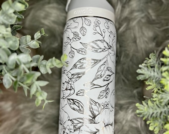 Peony Engraved Owala FreeSip Bottle, 32oz Owala FreeSip, Peony Full Wrap, Owala Water Bottle, Custom Owala, Owala 32oz
