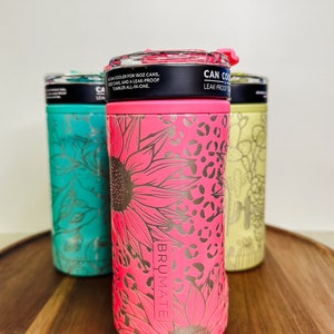 Trio Hopsulator Brumate gravado aconchegante, estampa de leopardo girassol Slim gravado, trio Brumate gravado, trio Hopsulator gravado, trio personalizado