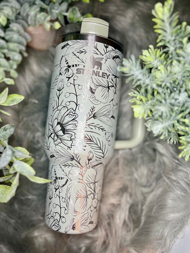 Engraved Butterfly Garden Stanley Tumbler, 30 or 40 oz image 1