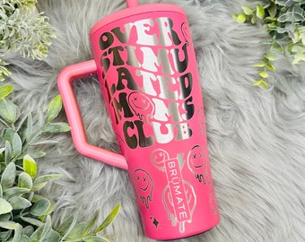 Over Stimulated Mom Engraved Brumate Era Tumbler, 30/40oz
