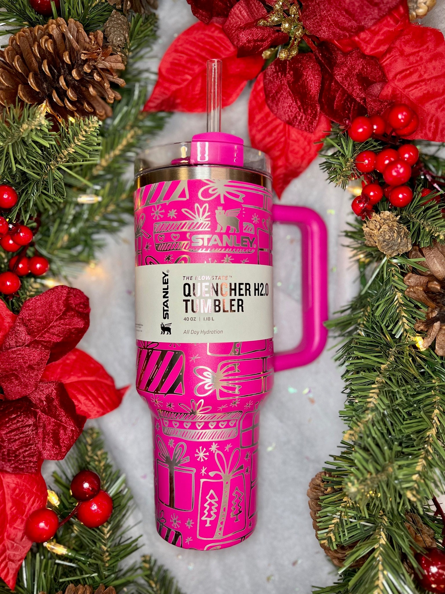 Holiday Treasures Engraved Stanley Quencher H2.0 Flowstate Tumbler