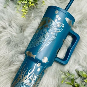 Marine Life 40oz Simple Modern Trek Tumbler, 40oz Tumbler with Handle, Engraved Simple Modern Tumbler, Engraved Tumbler, Underwater Trek