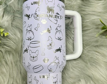 French Bulldog Engraved Stanley Quencher, Full Wrap Tumbler