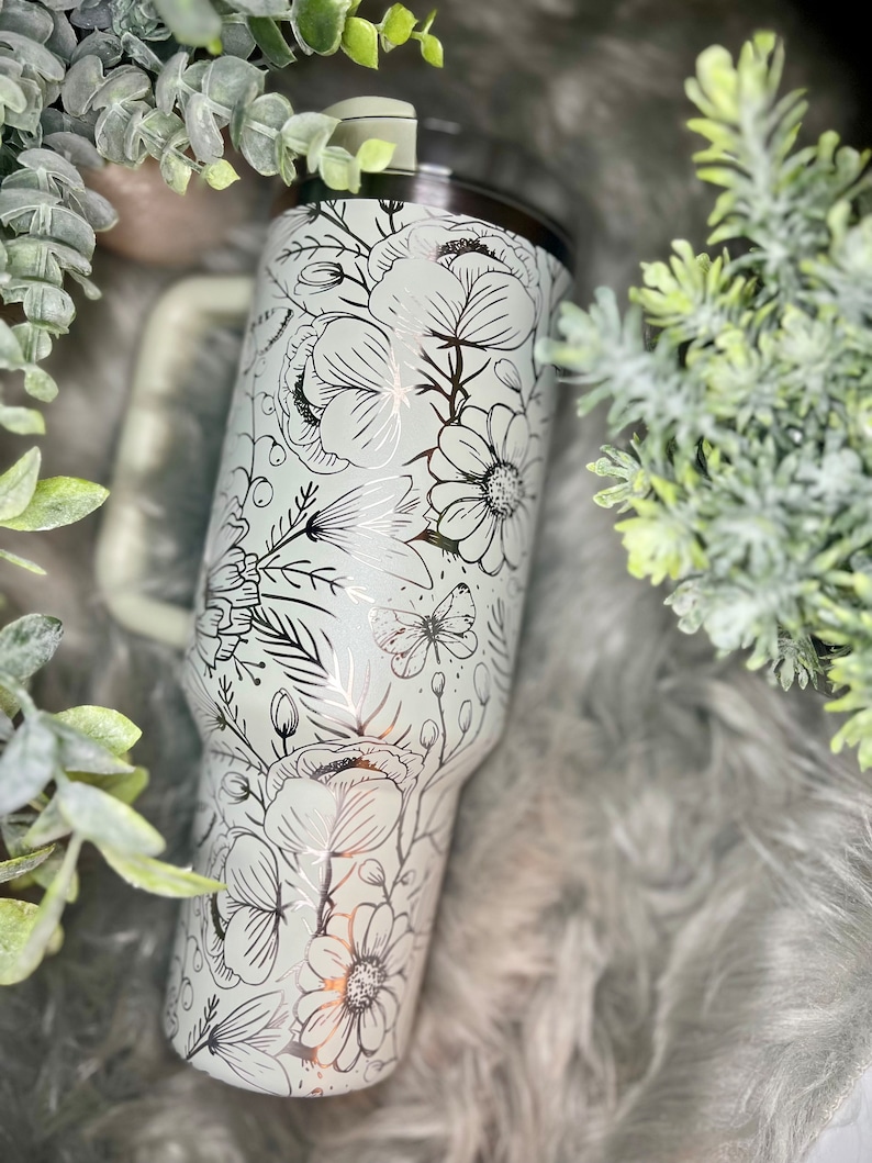 Engraved Butterfly Garden Stanley Tumbler, 30 or 40 oz image 2