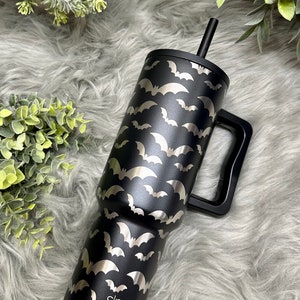 Bat Trek, Halloween Simple Modern Trek Tumbler, Bat Engraved , 40oz Tumbler with Handle, Engraved Simple Modern Tumbler, Engraved Tumbler