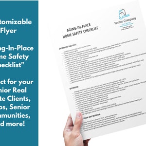 Aging in Place Home Safety Checklist, Real Estate, Downsizing, Booklet, Senior Booklet, SRES