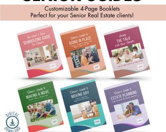 Serie completa de guías para personas mayores: estilo colorido, personas mayores, envejecimiento, bienes raíces, reducción de tamaño, folleto, folleto para personas mayores, SRES, bienes raíces para personas mayores