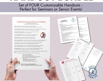 Paquete imprimible de recursos para personas mayores: Seguridad en el envejecimiento en casa, folleto sobre estafas para personas mayores, lista de contactos de emergencia, notas de visitas comunitarias (PDF para cuidadores)