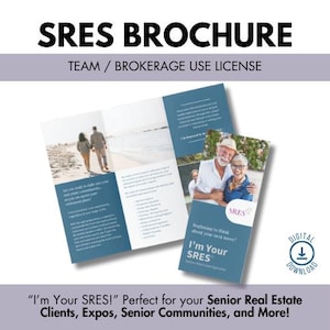 SRES Brochure Team License, Senior Real Estate Agent Introduction Brochure, Real Estate, Downsizing, Booklet, Senior Brochure, SRES