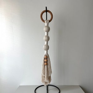 Cotton And Wood Beaded Hanging Tassel
