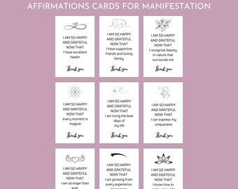 Gratitude Affirmation Cards, Law of Attraction Affirmation Card Deck, Vision Board Printables, Cards for Law of Attraction, Manifesting Kit