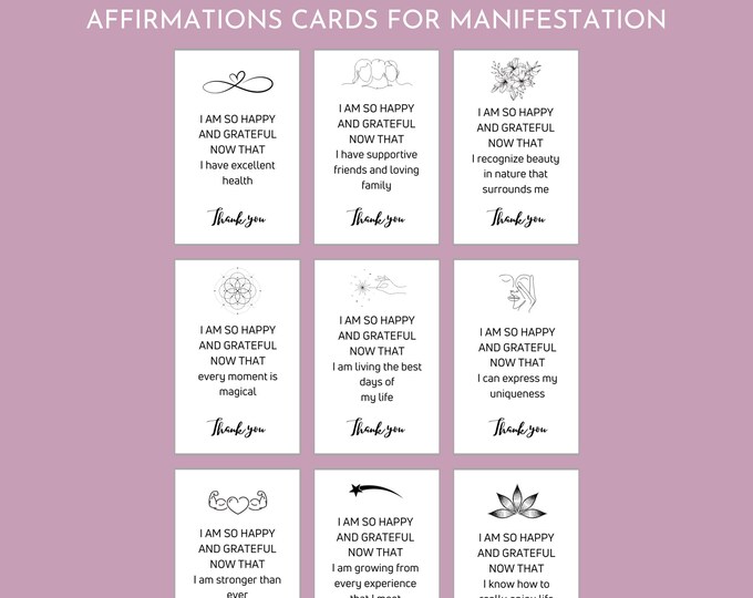 Positive Affirmation Cards Printable Vision Board Manifesting Kit ...