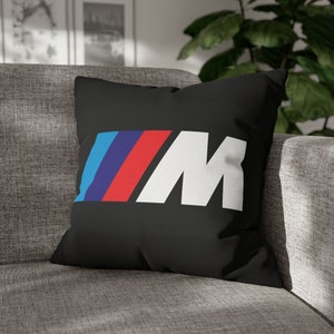 BMW Motorsport Fun, Cadeau, Passionné damateur de voitures, Oreiller carré en polyester filé, Étui à coussin image 1