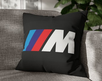 BMW Motorsport Spaß, Geschenk, Auto-Liebhaber-Enthusiast, quadratisches Kissen aus gesponnenem Polyester, Kissenbezug