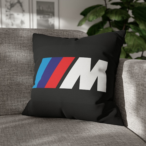 BMW Motorsport Fun, Cadeau, Passionné d’amateur de voitures, Oreiller carré en polyester filé, Étui à coussin