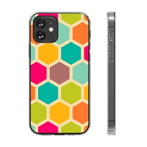 Colourful Hexagonal Shapes Clear Cases