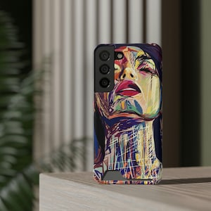 Funda para teléfono de mujer inspirada en el arte con tarjetero