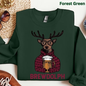 Brewdolph beer sweatshirt, funny christmas sweater, mens christmas shirt, christmas beer sweatshirt, reindeer sweatshirt, ugly sweater