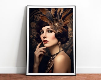 Vintage Flapper Girl Print, 1920's Fashion Style, Art Deco Poster, Roaring Twenties, Great Gatsby, Download, Printable 05