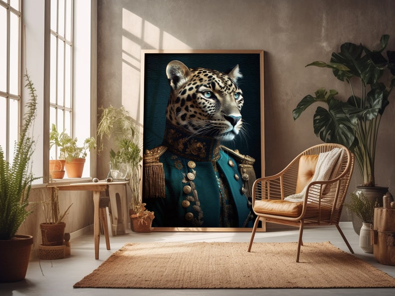Vintage Leopard Portrait Print, Renaissance Painting, Antique Art ...