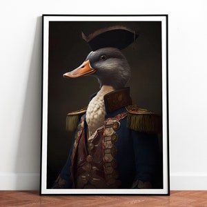 Vintage Duck Portrait Print, Renaissance Painting, Antique Art Poster, Animal Head Human Body, Aristocrat Ducks, Download, Printable 01