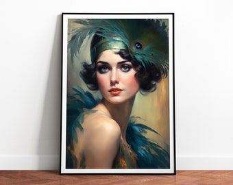 1920s Flapper Girl Art Deco Wall Print: Vintage Gatsby Poster — Digital Download
