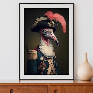 Vintage Flamingo Print, Renaissance Animal Painting, Victorian Pink Tropical Bird Art, Regal Wall Decor, Download, Printable 01