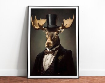 Vintage Gentleman Bear print, Bears in suits, Classical wildlife wall art, Quirky Posters, Animal head human body, Download, Printable 01