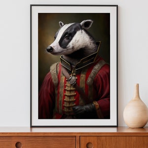 Vintage Badger 03 Print, Renaissance Animal Portrait Painting, Animal Head Human Body, Aristocrat Animals, Download, Printable 03