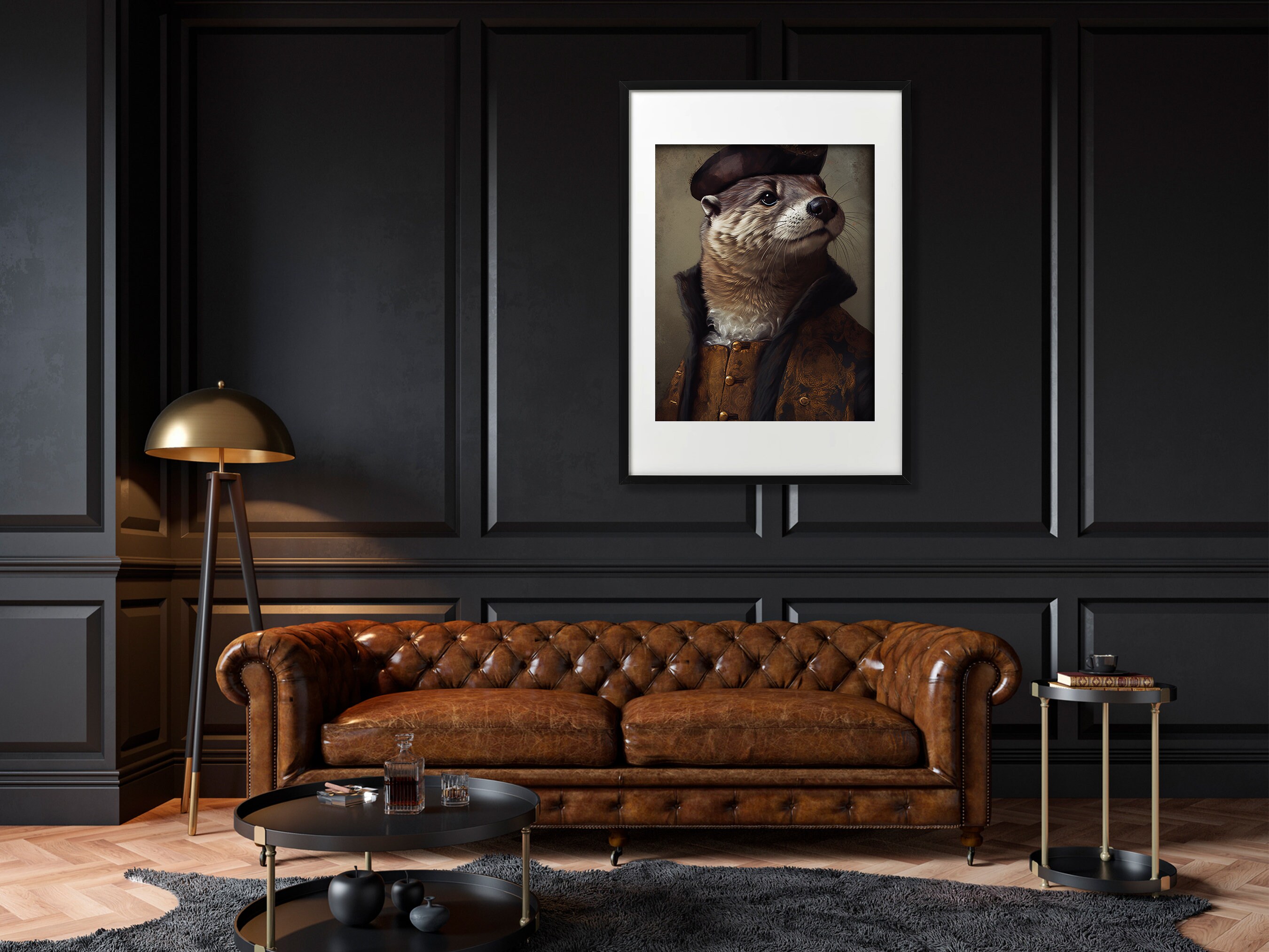 Discover Vintage Otter Portrait Print, Renaissance Painting, Antique Art Poster, Animal Head Human Body, No Frame