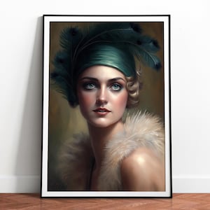 Vintage Flapper Girl Print, 1920&#39;s Fashion Style, Art Deco Poster, Roaring Twenties, Great Gatsby, Download, Printable 03