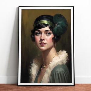 Vintage Flapper Girl Print, 1920&#39;s Fashion Style, Art Deco Poster, Roaring Twenties, Great Gatsby, Download, Printable 01