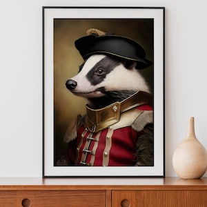Vintage Badger 03 Print, Renaissance Animal Portrait Painting, Animal Head Human Body, Aristocrat Animals, Download, Printable 02