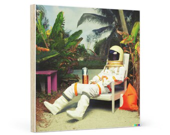 Astronaut Wall Art, AI Generated Art, Astronaut in Tropical Island Wall Art, AI Wall Art, Contemporary Wall Art, Creative AI Art