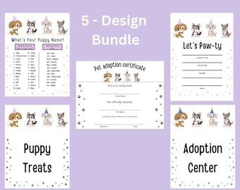 Puppy Adoption Birthday Party, Dog Adoption Party, Puppy Adoption Certificate, Puppy Name Sign, Let's Paw-ty Birthday, Digital Download
