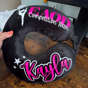 Personalized Travel Neck Pillow-Dance team, competition gift, birthday, trip, nationals, cheer, baseball, volleyball gift. NDA NCA gift