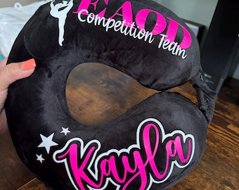 Personalized Travel Neck Pillow-Dance team, competition gift, birthday, trip, nationals, cheer, baseball, volleyball gift. NDA NCA gift