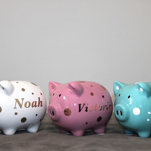 Personalized Polkadot Ceramic Piggy Bank