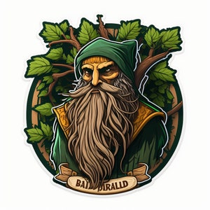 Druid sticker wood background