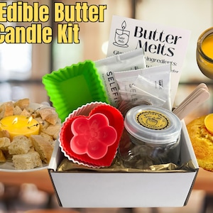Ultimate DIY Edible Butter Candle Kit: Unique Food Gift, Charcuterie Board Art, Garlic and Basil, Holiday Dinner Party